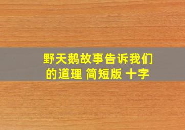 野天鹅故事告诉我们的道理 简短版 十字